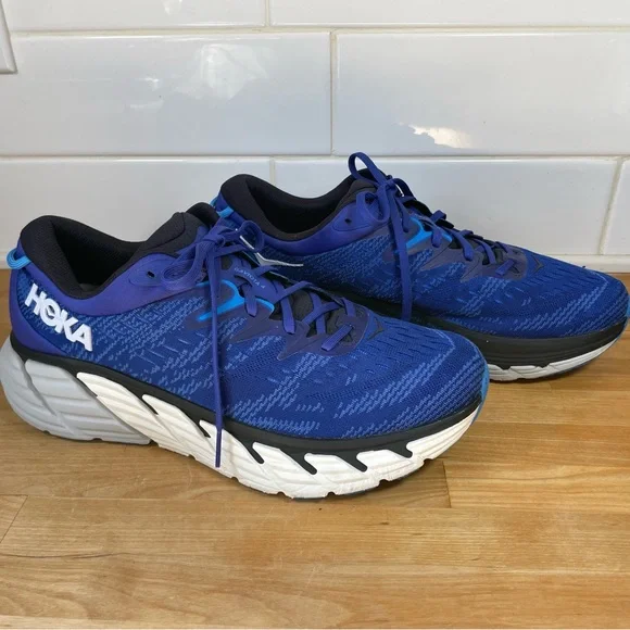 Hoka Gaviota 4 Men's Blue and Black Cushioning Running Shoes - Picture 2 of 13